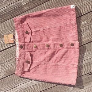 Pink Corduroy Button-Front Skirt